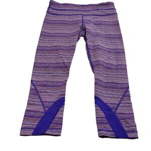 Lululemon capris purple pink striped colorful sz 6 yoga activewear gym